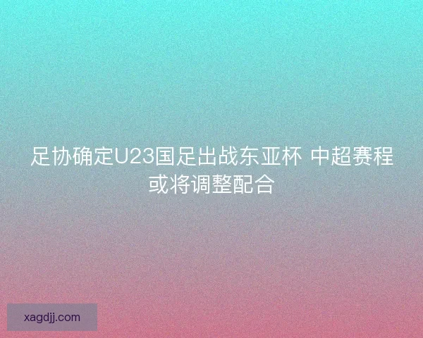 足协确定U23国足出战东亚杯 中超赛程或将调整配合
