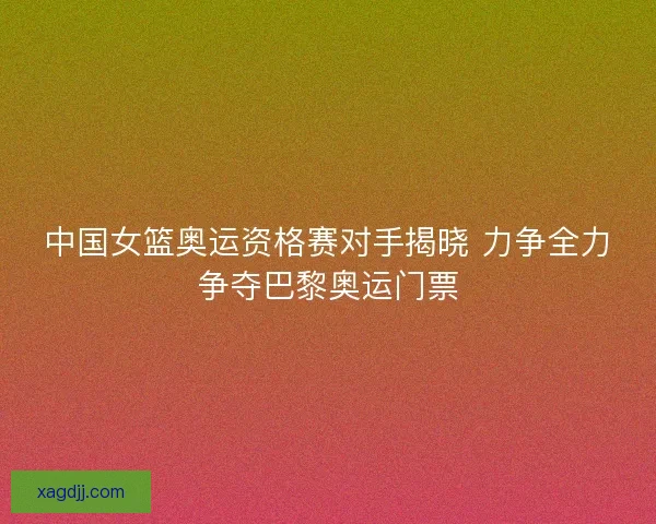 中国女篮奥运资格赛对手揭晓 力争全力争夺巴黎奥运门票